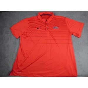 Nike Dri-FIT Ole Miss Rebels Polo Shirt Mens XXL Red Striped Short Sleeve Logo